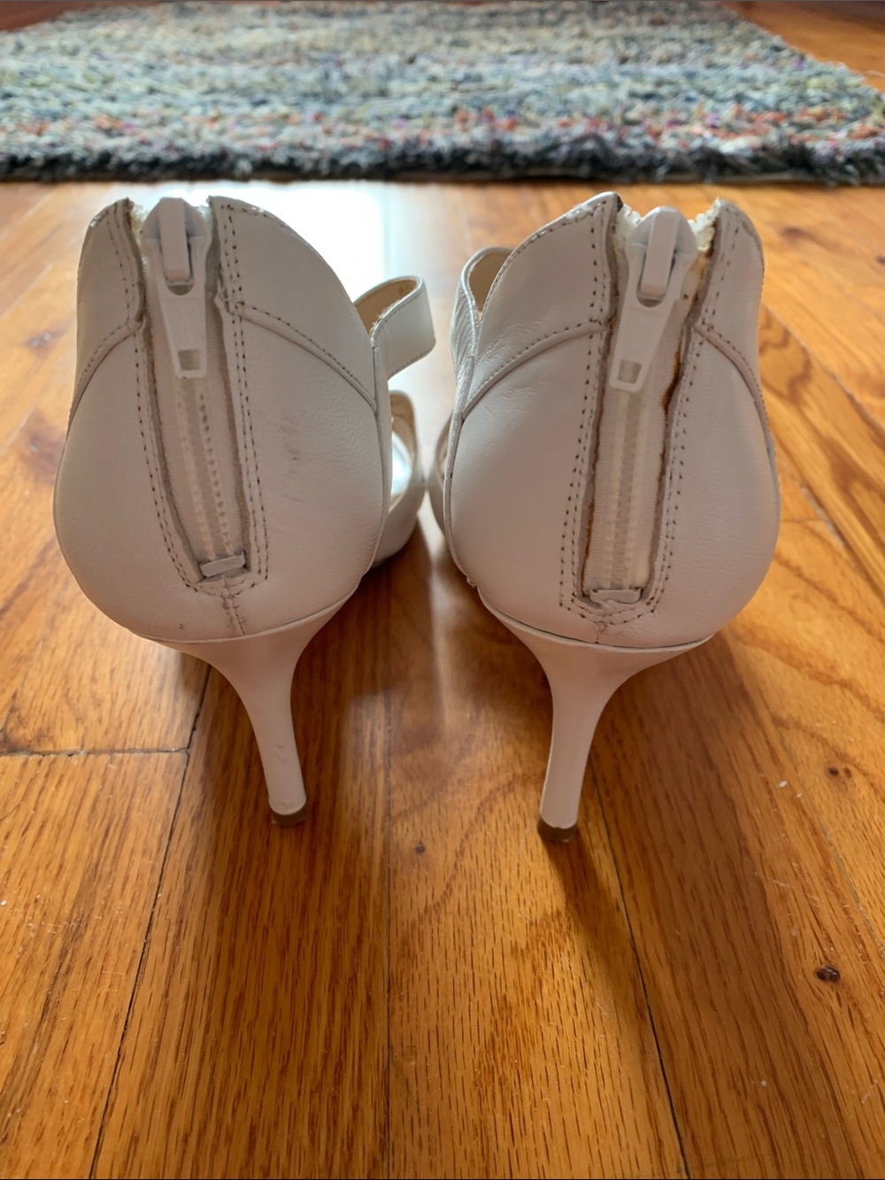 Nine West White Cutout Leather Heels - Picture 5 of 7